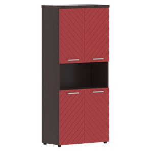 Шкаф с дверцами TORR LUX TLHC 85.4 с 2-мя комплектами глухих малых дверей и топом 854х452х1958 Венге Магия/ Красный в Перми