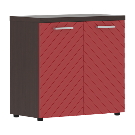 Офисный шкаф TORR LUX TLLC 85.1 с глухими малыми дверьми и топом 854х452х833 Венге Магия/ Красный в Перми - изображение