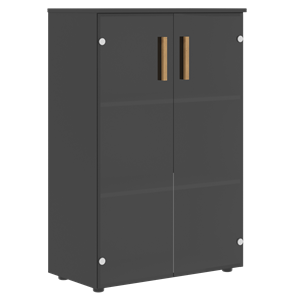 Шкаф со стеклянными средними дверьми FORTA Черный Графит FMC 80.2 (798х404х1197) в Березниках