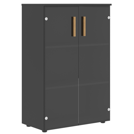 Шкаф со стеклянными средними дверьми FORTA Черный Графит FMC 80.2 (798х404х1197) в Перми - изображение