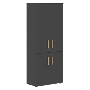 Широкий шкаф высокий FORTA Черный Графит FHC 80.2(Z) (798х404х1965) в Соликамске