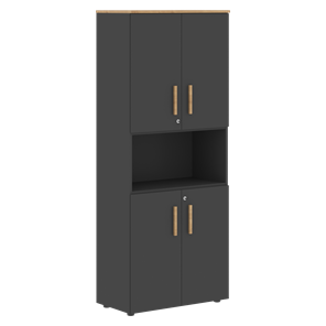 Шкаф  с глухими малыми дверями FORTA Графит-Дуб Гамильтон  FHC 80.4 (Z) (798х404х1965) в Перми - предосмотр