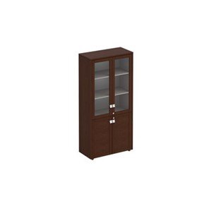 Шкаф со стеклянными дверьми высокий Премьер, венге темный (96х46х198) ПР 343 в Кунгуре