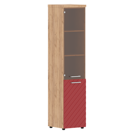 Шкаф-стеллаж TORR LUX TLHC 42.2 L колонка комбинированная с топом 435х452х1958 Дуб Бофорд/ Красный в Перми - изображение