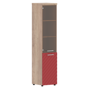 Стеллаж с дверью TORR LUX TLHC 42.2 L колонка комбинированная с топом 435х452х1958 Дуб Каньон/ Красный в Перми