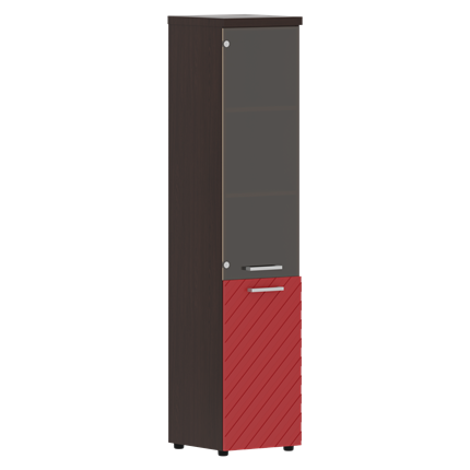 Стеллаж с дверью TORR LUX TLHC 42.2 L колонка комбинированная с топом 435х452х1958 Венге/ Красный в Перми - изображение
