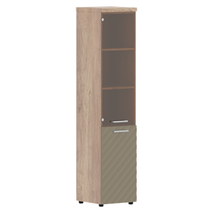 Стеллаж с дверью TORR LUX TLHC 42.2 R колонка комбинированная с топом 435х452х1958 Дуб Каньон/ Капучино в Перми - изображение