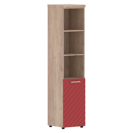 Шкаф-стеллаж TORR LUX TLHC 42.5 L колонка с глухой малой дверью и топом 435х452х1958 Дуб Каньон/ Красный в Перми - изображение