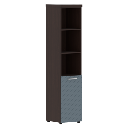 Стеллаж с дверью TORR LUX TLHC 42.5 L колонка с глухой малой дверью и топом 435х452х1958 Венге/ Серо-голубой в Перми - изображение