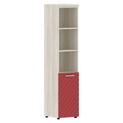 Шкаф-стеллаж TORR LUX TLHC 42.5 R колонка с глухой малой дверью и топом 435х452х1958 Сосна Эдмонт/ Красный в Перми - изображение