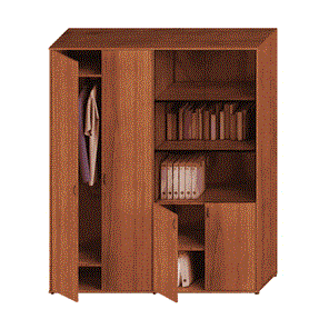 Шкаф в офис комбинированный Престиж, одежда/стекло, темный орех, 175x46x203, Исп.60 в Кунгуре
