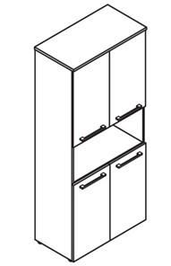 Шкаф колонка  с короткими глухими дверьми MORRIS  Дуб Базель/Белый MHC 85.4 (854х423х1956) в Перми - предосмотр 1