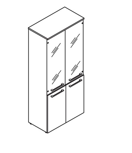 Шкаф колонка со стеклянными и глухими дверями MORRIS  Дуб Базель/Венге Магия MHC 85.2 (854х423х1956) в Березниках - изображение 1