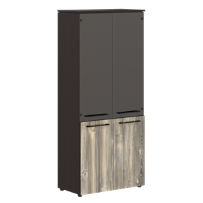 Шкаф колонка со стеклянными и глухими дверями MORRIS  Дуб Базель/Венге Магия MHC 85.2 (854х423х1956) в Перми