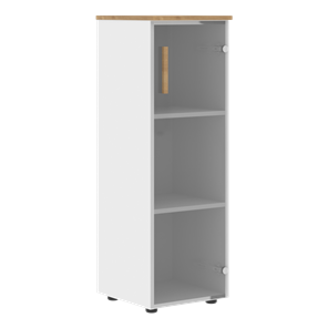 Средний шкаф колонна со стеклянной дверью правой FORTA Белый-Дуб Гамильтон FMC 40.2 (R) (399х404х801) в Перми - предосмотр
