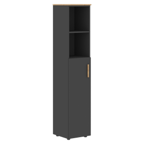 Шкаф колонна высокий с глухой средней дверью левой FORTA Графит-Дуб Гамильтон  FHC 40.6 (L) (399х404х1965) в Перми - предосмотр
