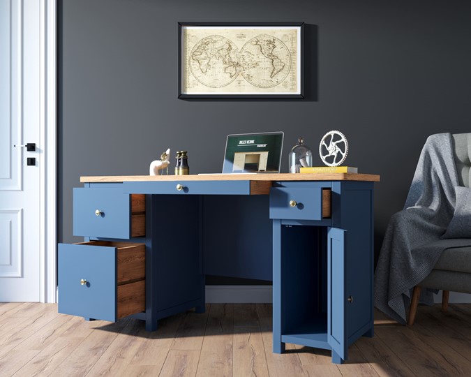 Большой рабочий стол Jules Verne JV14ETGB (Синий) в Перми - изображение 2