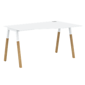 Письменный стол правый FORTA Белый-Белый-Бук  FCT 1367 (R) (1380х900(670)х733) в Перми - предосмотр