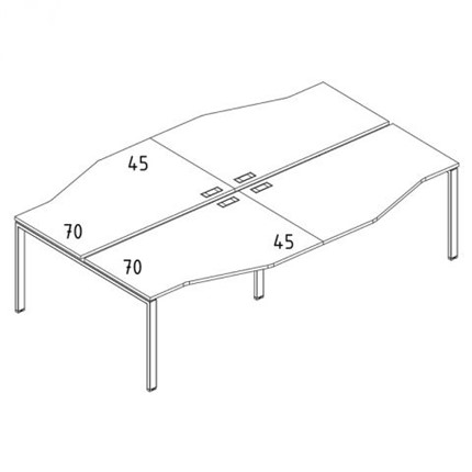 Рабочая станция (4х160) столы Техно каркас UNO А4, 320x184x75 белый премиум / металлокаркас белый А4 Б1 191-2 БП в Перми - изображение