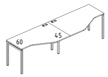 Рабочая станция DUE (2х120) столы эргономичные Техно А4, 240x90x75 белый премиум / металлокаркас белый А4 Б2 051-2 БП в Перми