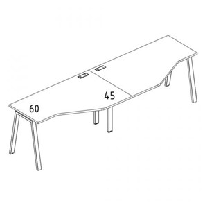 Рабочая станция столы (2х160) Техно каркас TRE А4, 320x90x75 белый премиум / металлокаркас белый А4 Б3 055-2 БП в Перми