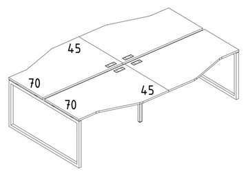 Рабочая станция столы (4х120) Техно на металлокаркасе QUATTRO А4, 240x184x75 белый премиум / металлокаркас белый А4 Б4 189-2 БП в Перми
