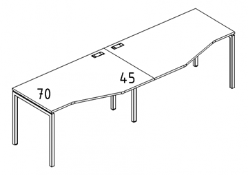 Рабочая станция столы Техно (2х160) на металлокаркасе DUE А4, 320x90x75 белый премиум / металлокаркас белый А4 Б2 065-2 БП в Перми