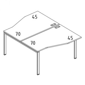 Рабочая станция столы Техно на металлокаркасе UNO (2х120) А4, 120x184x75 белый премиум / металлокаркас белый А4 Б1 189 БП в Перми