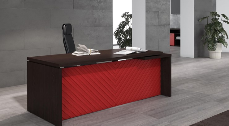 Офисный стол руководителя TORR LUX TLST 209H 2000х900х750 Венге Магия/ Красный в Перми - изображение 1