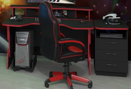 Стол компьютерный SKILLL STG 1390,  Антрацит/ Красный в Перми - изображение 5