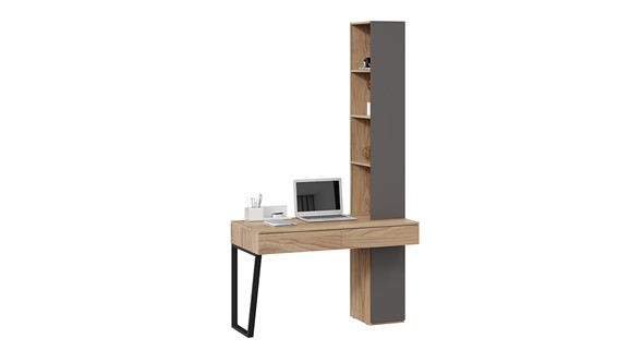 Компьютерный стол со шкафом комбинированным Порто СМ-393.15.012 (Яблоня Беллуно/Графит софт) в Перми - изображение