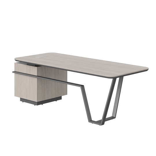 Стол с комбинированной столешницей и правой тумбой LINE Дуб-серый-антрацит СФ-571101.1 (2225х900х762) в Перми - изображение 1