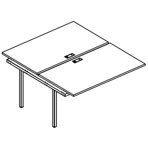 Секция стола рабочей станции на металлокаркасе DUE (2х160) А4, (160x164x75) белый премиум / металлокаркас белый, А4 Б2 178-1 БП в Перми
