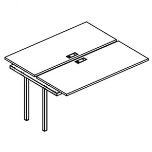 Секция стола рабочей станции на металлокаркасе QUATTRO (2х120) А4, (120x124x75) белый премиум / металлокаркас белый, А4 Б4 170-1 БП в Перми