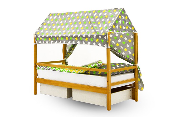 Крыша текстильная для кровати-домика Svogen (звезды, желтый, серый) в Перми - изображение 2