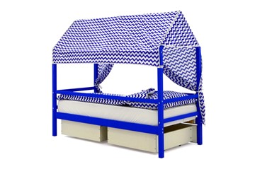 Крыша текстильная для кровати-домика Svogen (зигзаги, синий) в Перми - предосмотр 2