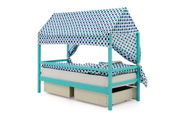 Крыша текстильная для кровати-домика Svogen (круги, мятный, синий) в Перми - предосмотр 2