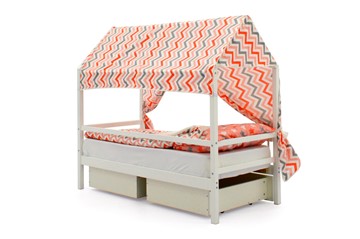 Крыша текстильная для кровати-домика Svogen (зигзаги; красный, графит) в Перми - предосмотр 2