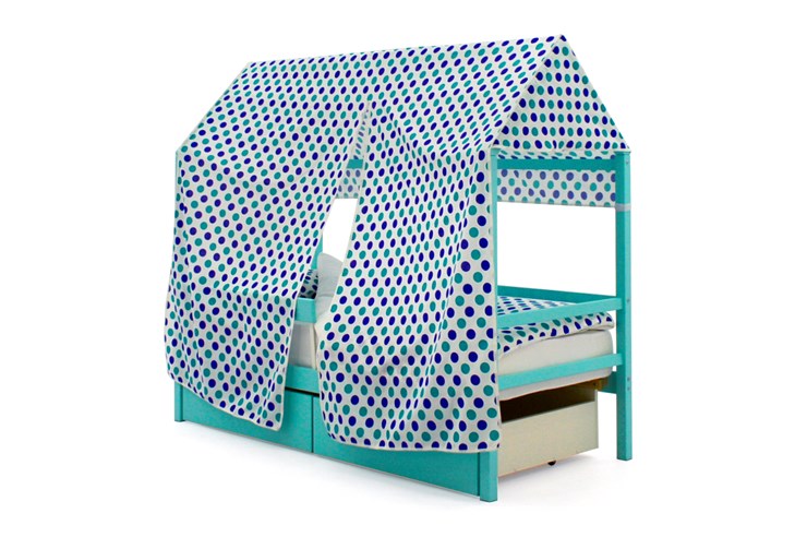 Крыша текстильная для кровати-домика Svogen (круги, мятный, синий) в Перми - изображение 1