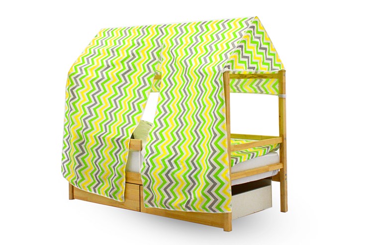 Крыша текстильная для кровати-домика Svogen (зигзаги; зеленый, желтый) в Перми - изображение 1