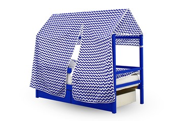 Крыша текстильная для кровати-домика Svogen (зигзаги, синий) в Перми - предосмотр 1