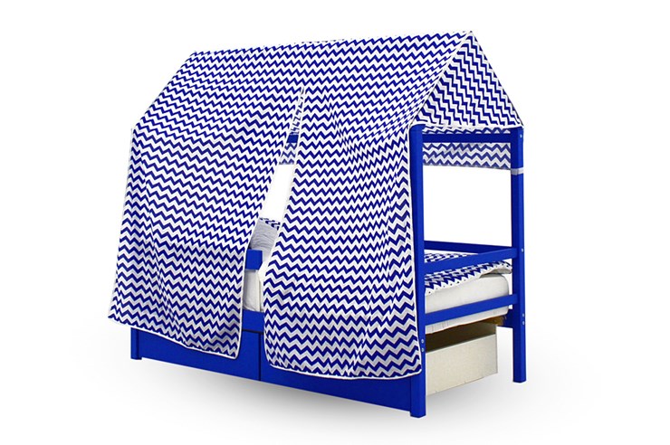 Крыша текстильная для кровати-домика Svogen (зигзаги, синий) в Перми - изображение 1