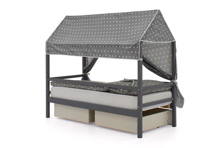 Крыша текстильная для кровати-домика Svogen (звезды; фон графит) в Перми - изображение 2