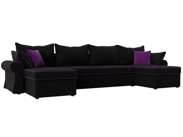 Большой П-образный диван Элис, Черный (микровельвет) в Перми - предосмотр