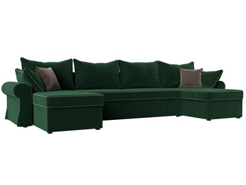 Большой П-образный диван Элис, Зеленый (велюр) в Перми