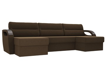 Большой П-образный диван Форсайт, Коричневый (микровельвет) в Перми - предосмотр