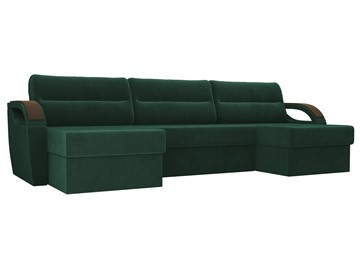 Большой П-образный диван Форсайт, Зеленый (велюр) в Перми - предосмотр