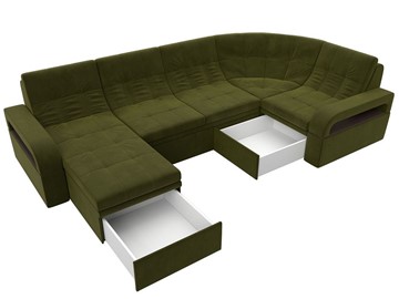 П-образный диван Лига-035, Зеленый (Микровельвет) в Березниках - предосмотр 2