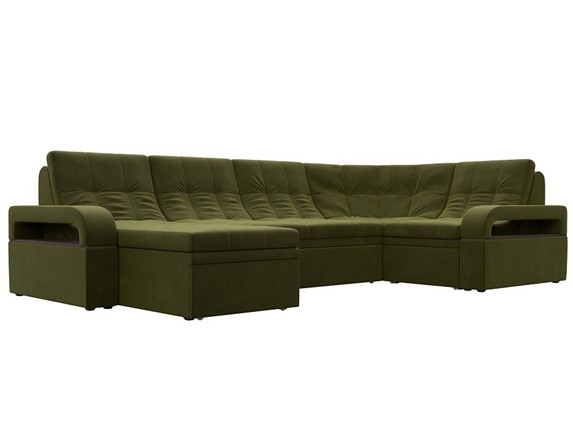 П-образный диван Лига-035, Зеленый (Микровельвет) в Березниках - изображение