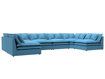 Большой П-образный диван Лига-040, Амур голубой (рогожка) в Березниках